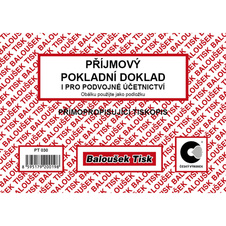 Příjmový pokladní doklad i pro podvojné účetnictví Baloušek A6 / nečíslovaný / 50 listů / NCR / PT030