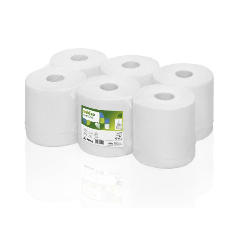 Papírové ručníky v rolích - bílé / 1-vrstvé / 300 m / 6 rolí