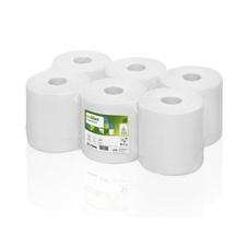 Papírové ručníky v rolích - bílé / 1-vrstvé / 300 m / 6 rolí