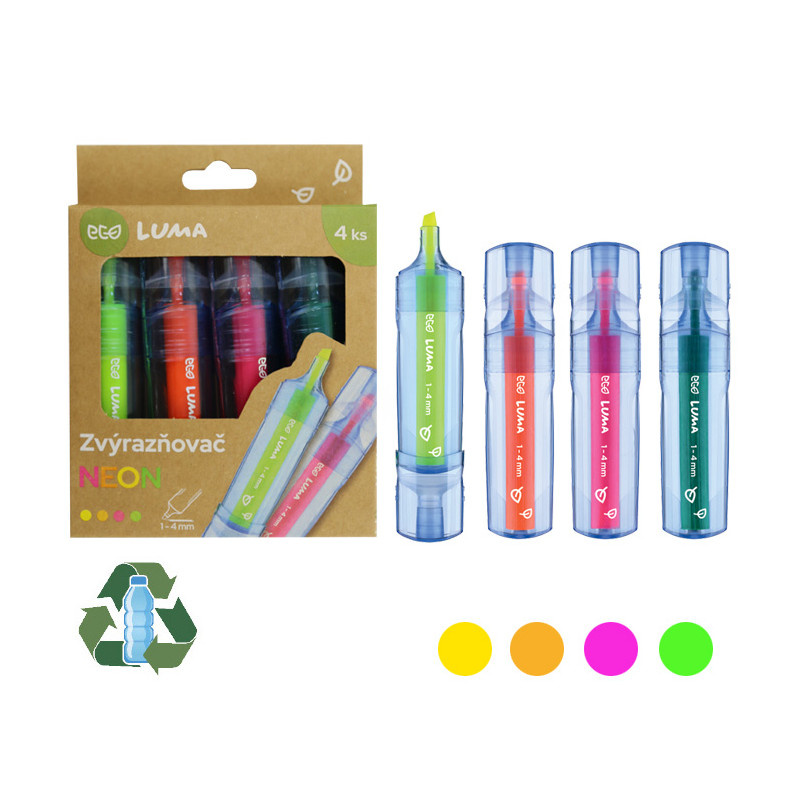 Zvýrazňovač LUMA ECO Neon / sada 4 ks