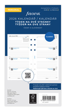 Náhradní vložka do diářů Filofax - kalendář osobní týden / 2 strany