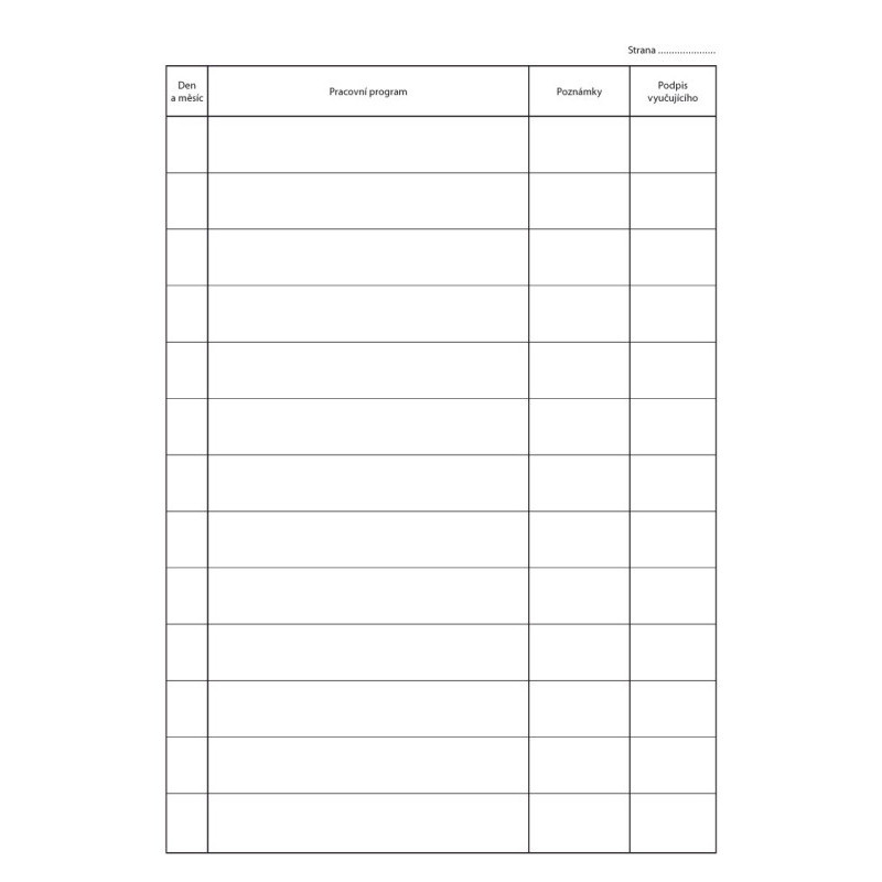 Záznamy o práci v nepovinném předmětu,zájmovém útvar dvoulist / A4