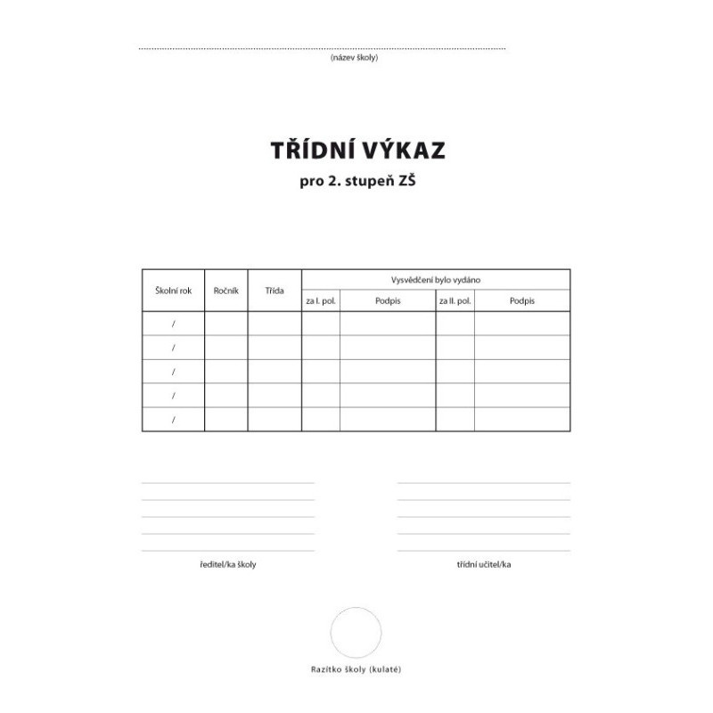 Třídní výkaz pro 2. stupeň A4 / 16 stran