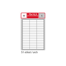 Print etikety A4 pro laserový a inkoustový tisk - 70 x 16,9 mm (51 etiket / arch ) / transparentní polyester. folie bílá