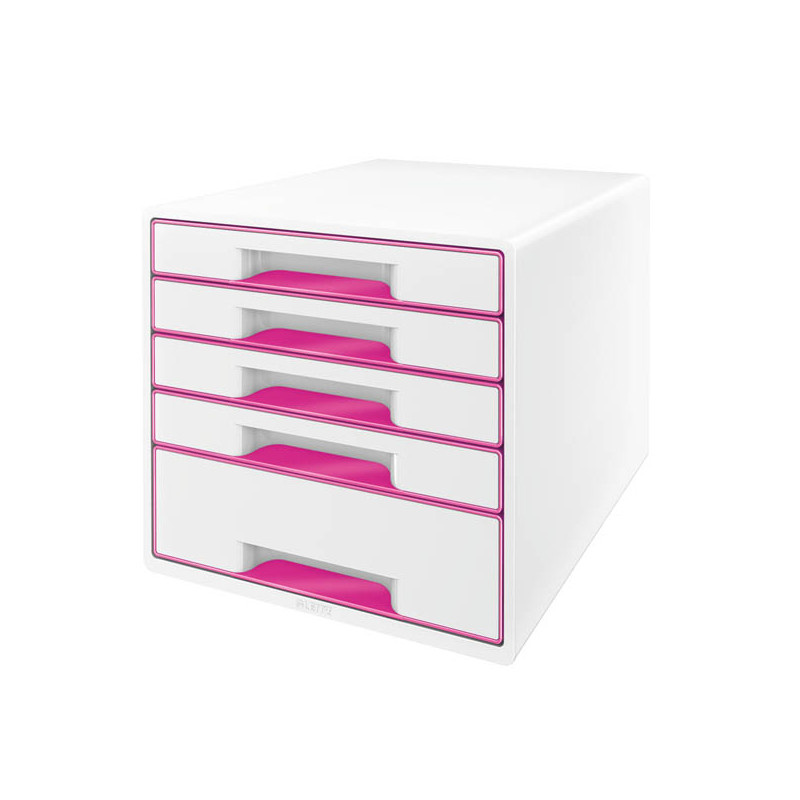 Zásuvkový box Leitz WOW - 4+1 zásuvky / růžová