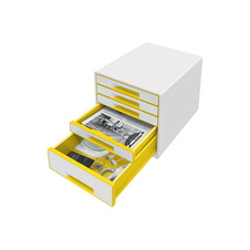 Zásuvkový box Leitz WOW - 4+1 zásuvky / žlutá