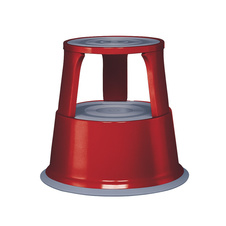 Pojízdná kovová kruhová stolička - červená