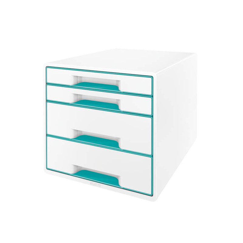 Zásuvkový box Leitz WOW - 2+2 zásuvky / tyrkysová