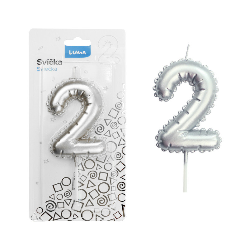 Svíčka dortová č. 2 - stříbrná