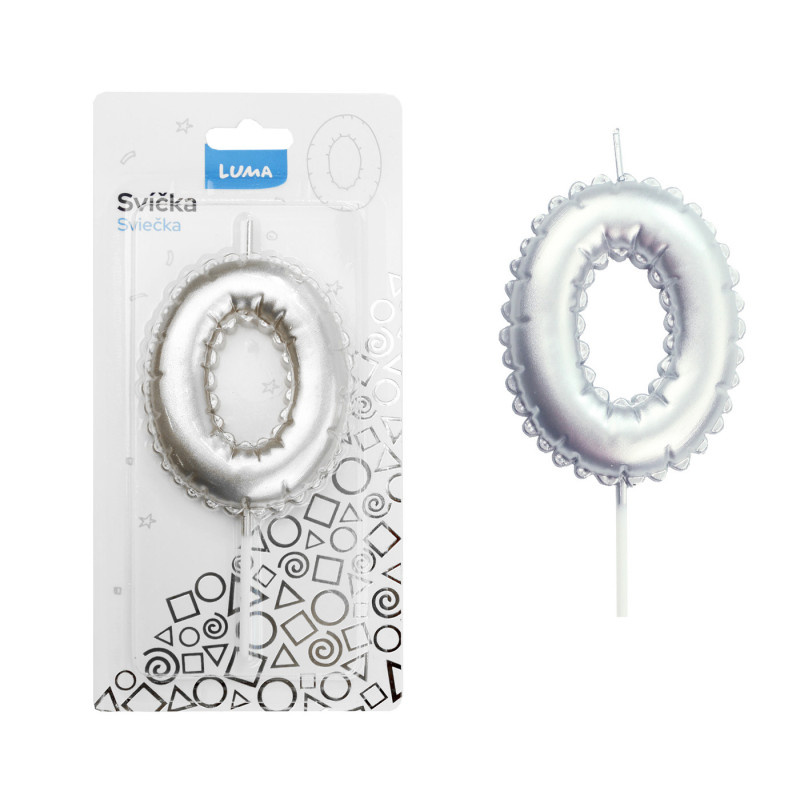 Svíčka dortová č. 0 - stříbrná