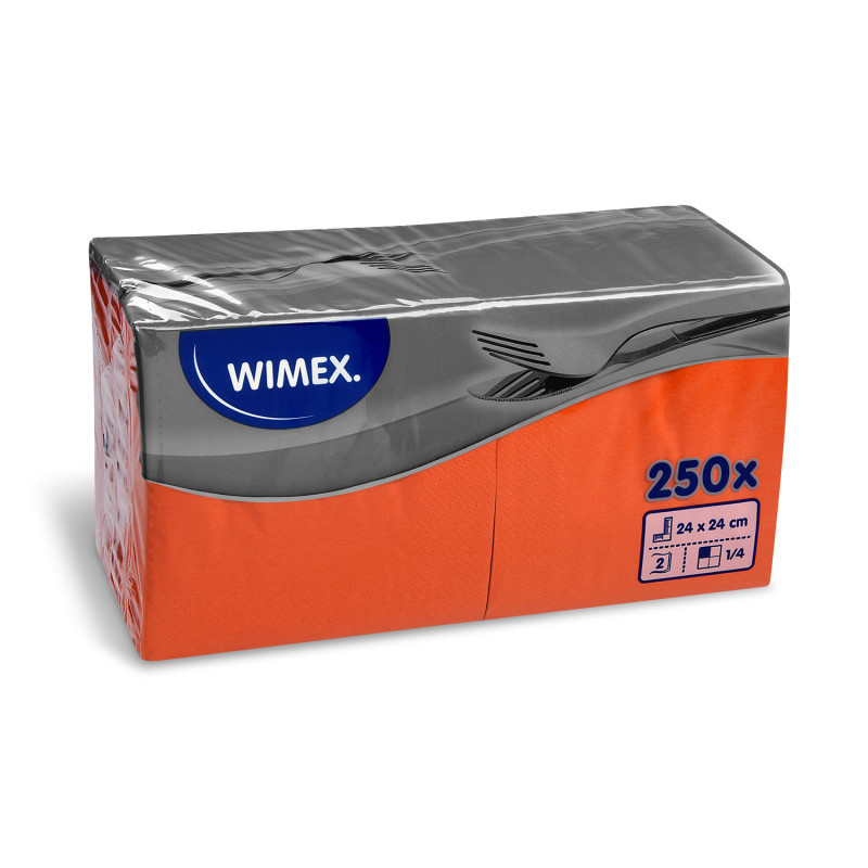 Wimex papírové ubrousky koktejlové oranžové 2-vrstvé 24 cm x 24 cm 250ks