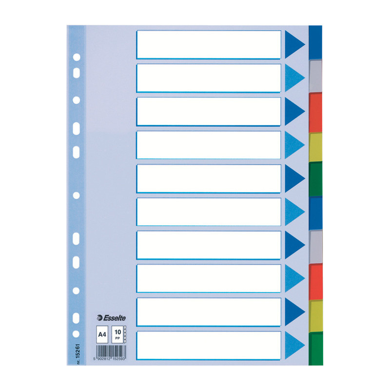 Rozdružovač A4 plastový Esselte - barevný / 10 listů