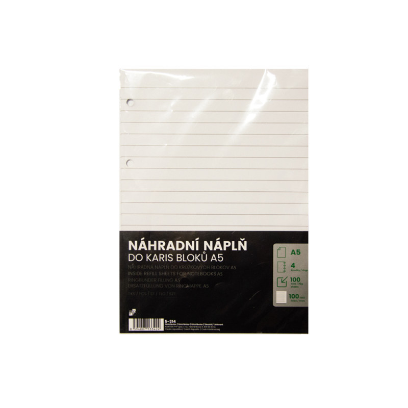 Náhradní náplně do kroužkových záznamníků - A5 / linka