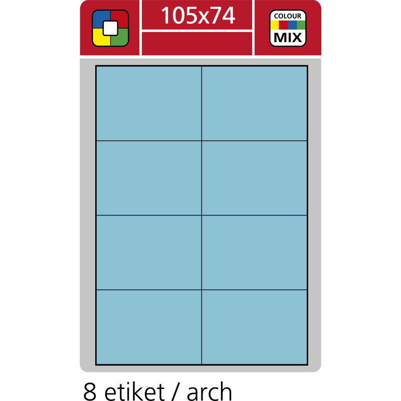 Print etikety A4 pro laserový a inkoustový tisk - 105 x 74 mm (8 etiket/ arch) modrá