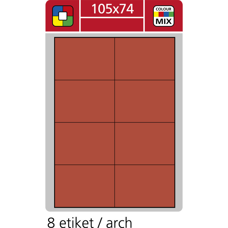 Print etikety A4 pro laserový a inkoustový tisk - 105 x 74 mm (8 etiket/ arch) červená