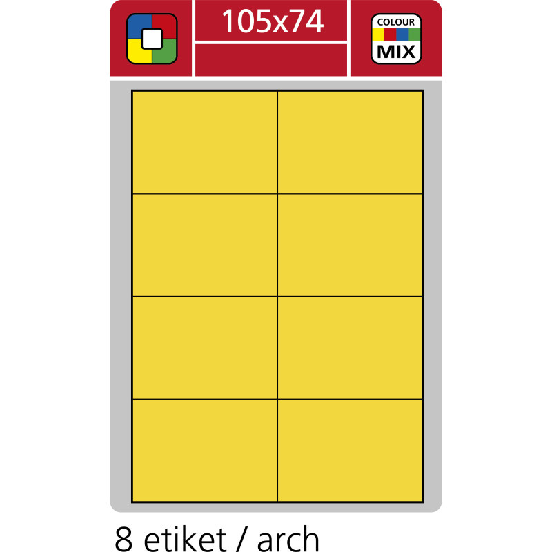 Print etikety A4 pro laserový a inkoustový tisk - 105 x 74 mm (8 etiket/ arch) žlutá