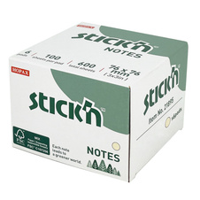 Samolepicí bločky Stick´n by Hopax FSC - 76 x 76 mm / 6 x 100 lístků / pastelově žlutá