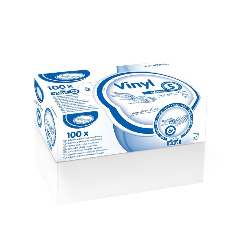 Ochranné rukavice vinylové - nepudrované / velikost S / 100 ks