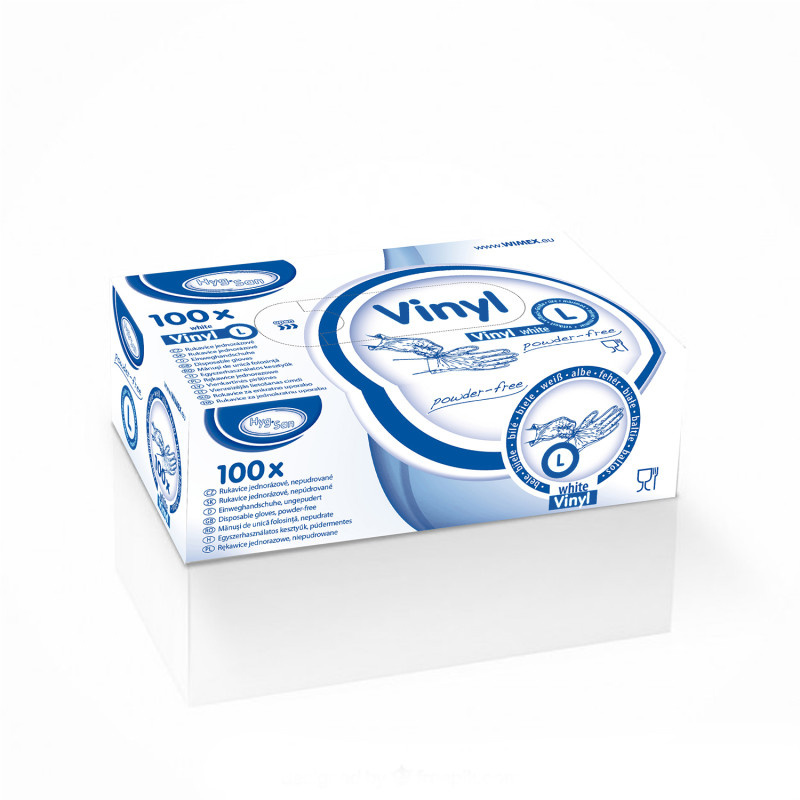 Ochranné rukavice vinylové - nepudrované / velikost L / 100 ks