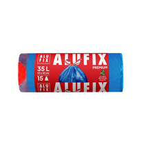 Pytle do koše Alufix Premium stahovací - 60x50cm / 35l / 26my / 15ks / modrá
