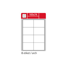 Print etikety A4 pro laserový a inkoustový tisk - 105 x 74 mm (8 etiket / arch ) / snímatelné