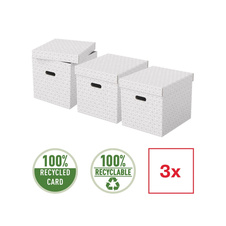 Krabice úložná Esselte - kostka / bílá / 365 x 320 x 315 mm / s otvory / 3 ks