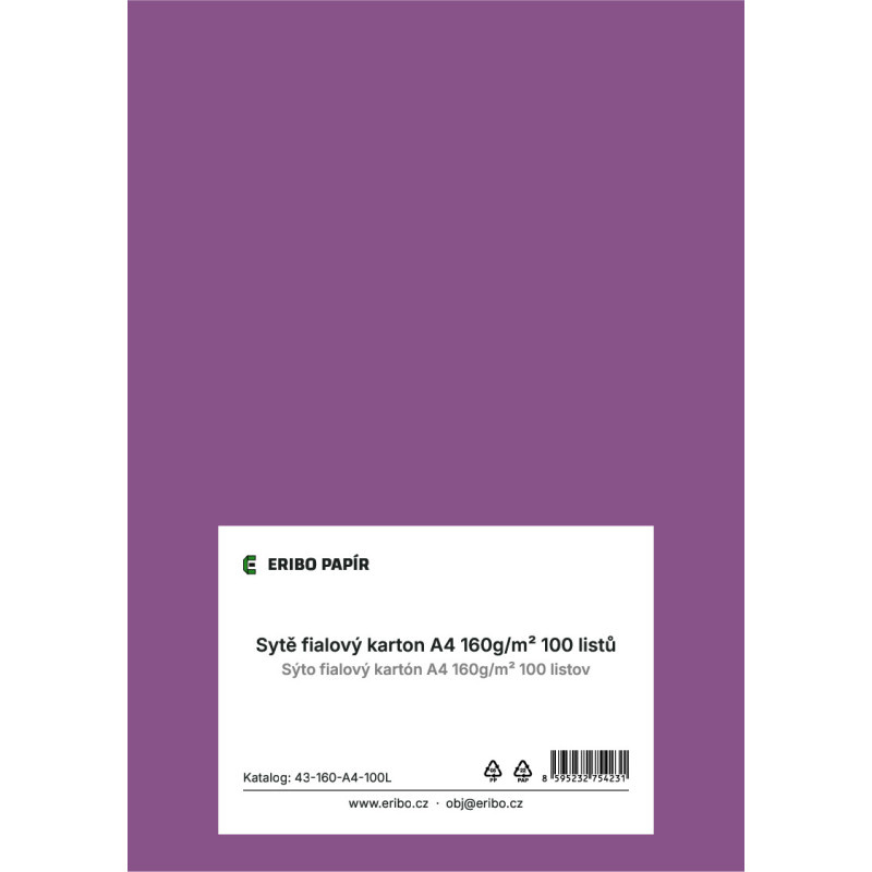 Barevný karton - A4 / 160 g / fialová