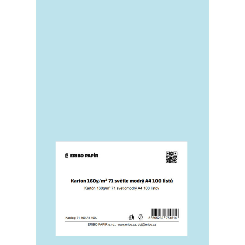 Barevný karton - A4 / 160 g / světle modrá