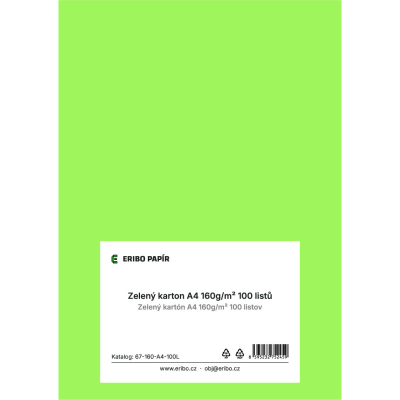 Barevný karton - A4 / 160 g / jarní zelená