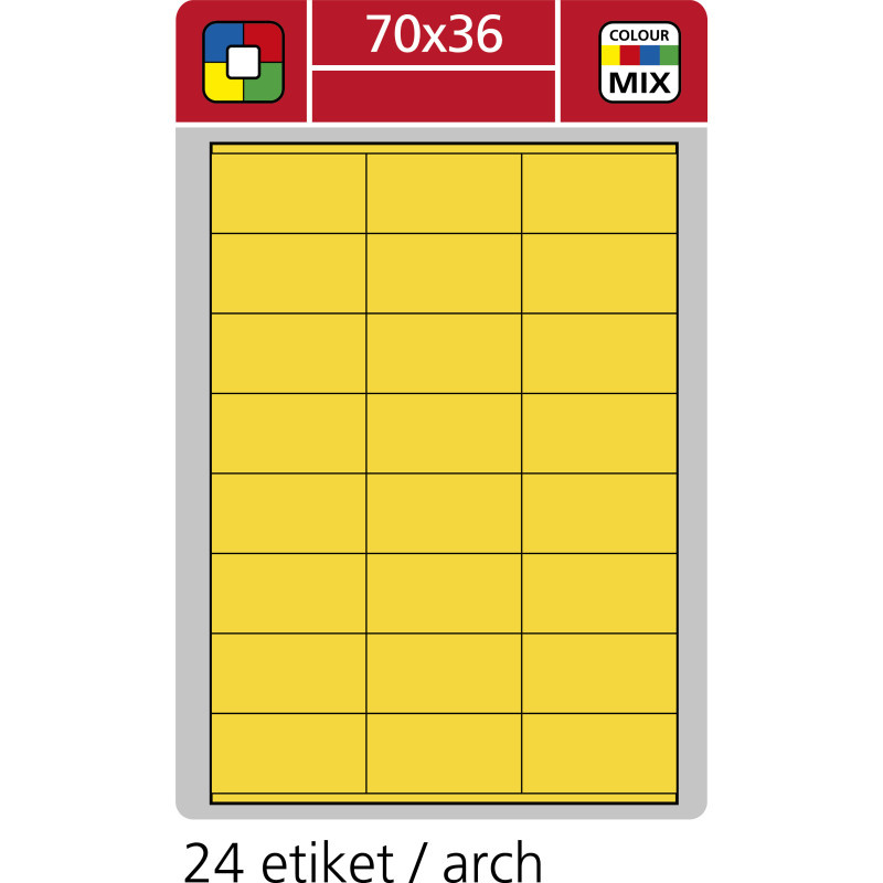 Print etikety A4 pro laserový a inkoustový tisk - 70 x 36 mm (24 etiket/ arch) žlutá