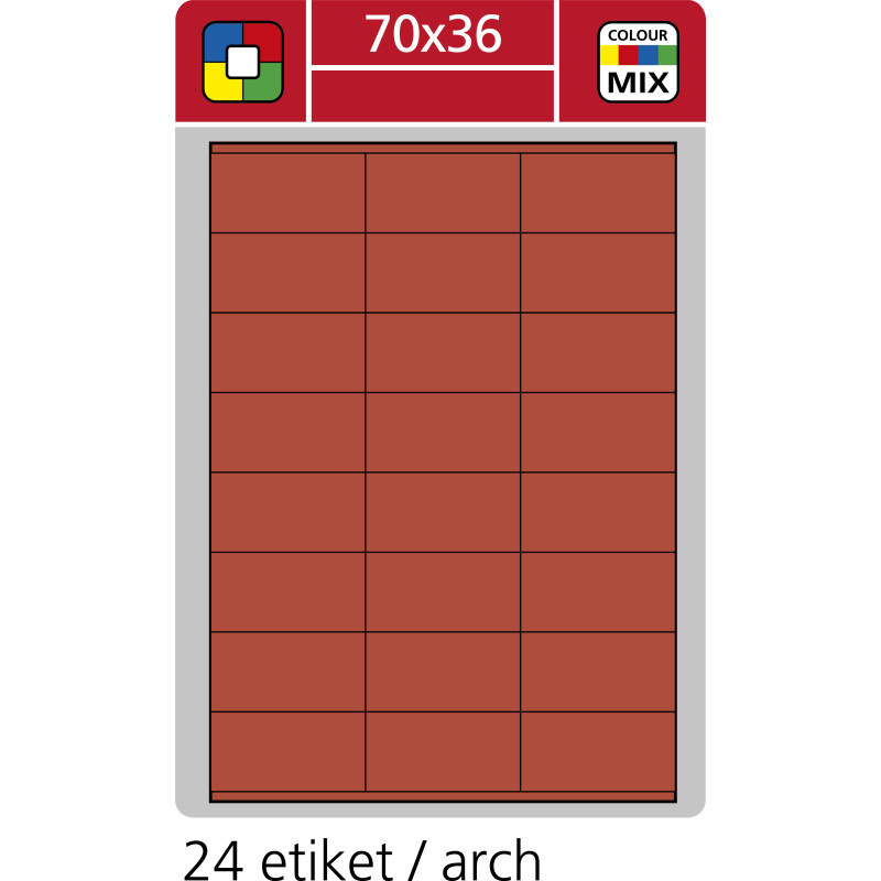 Print etikety A4 pro laserový a inkoustový tisk - 70 x 36 mm (24 etiket/ arch) červená