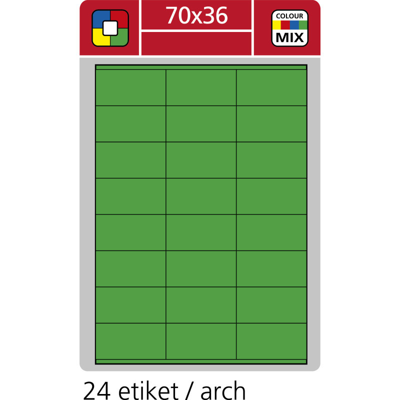 Print etikety A4 pro laserový a inkoustový tisk - 70 x 36 mm (24 etiket/ arch) zelená