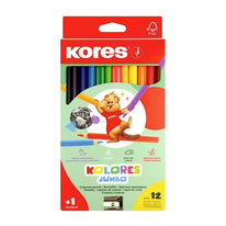 Pastelky Kores Kolores trojhranné / 12 barev / JUMBO