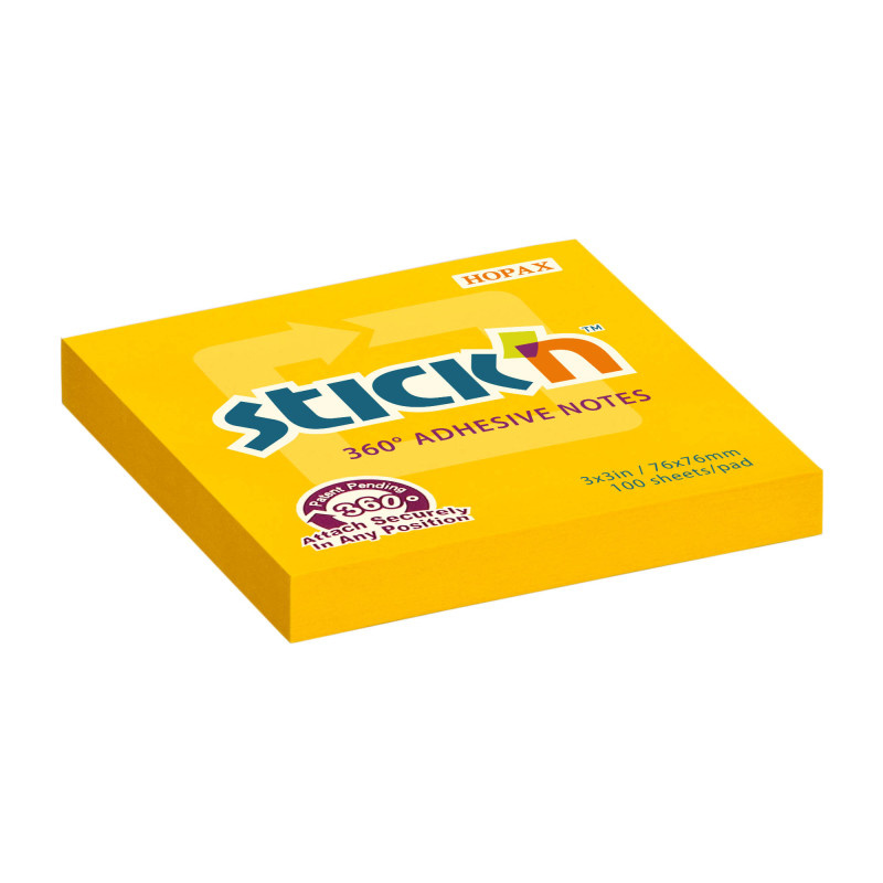 Samolepicí bločky Stick´n by Hopax 360° - 76 x 76 mm / 100 lístků / oranžová