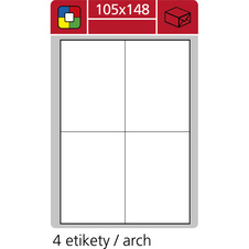 Print etikety A4 pro laserový a inkoustový tisk / 30 archů - 105 x 148 mm (4 etikety / arch)