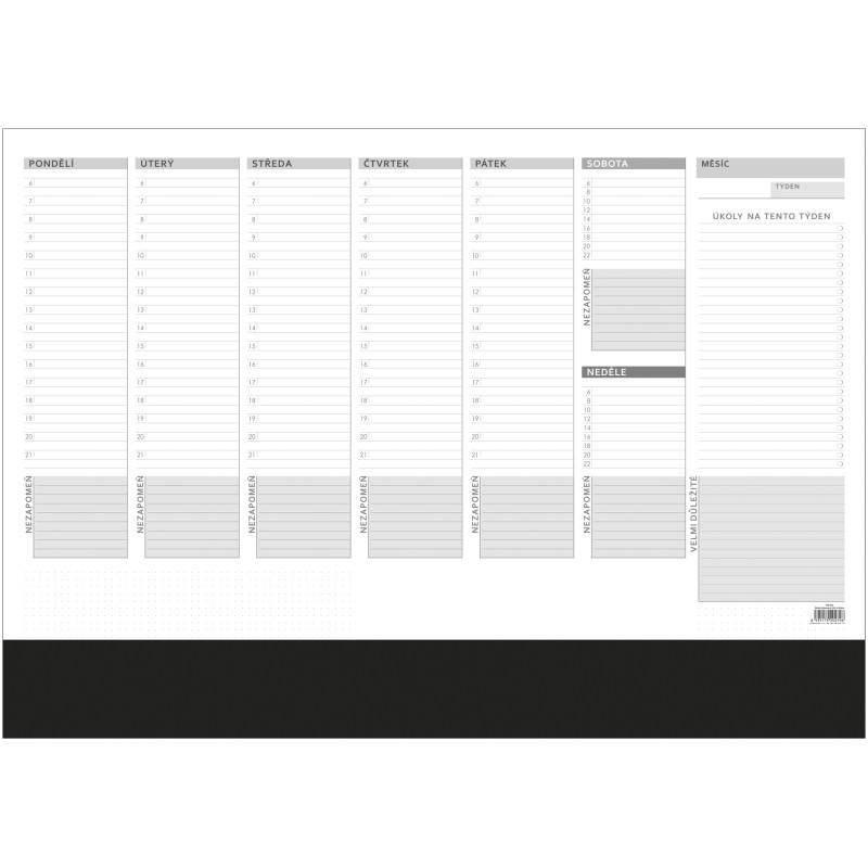Plánovací týdenní stolní mapa - OS100 / A2 s lištou