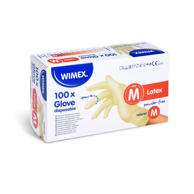 Ochranné rukavice latexové - nepudrované / velikost M / 100 ks