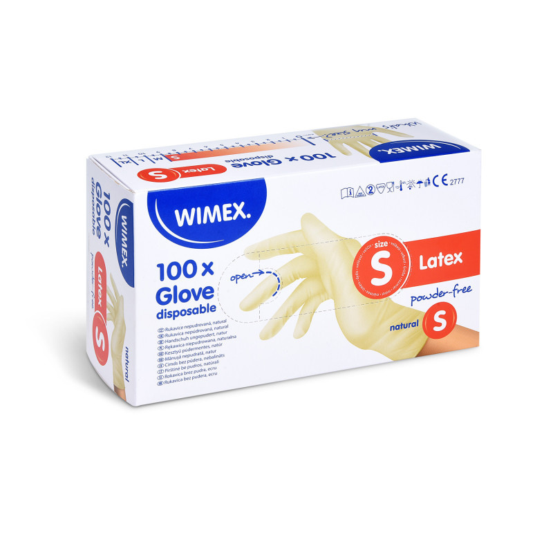 Ochranné rukavice latexové - nepudrované / velikost S / 100 ks