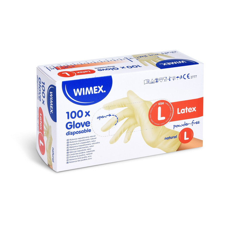 Ochranné rukavice latexové - nepudrované / velikost L / 100 ks