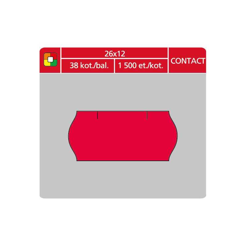Etikety do etiketovacích kleští - 26 x 12 mm Contact / červená