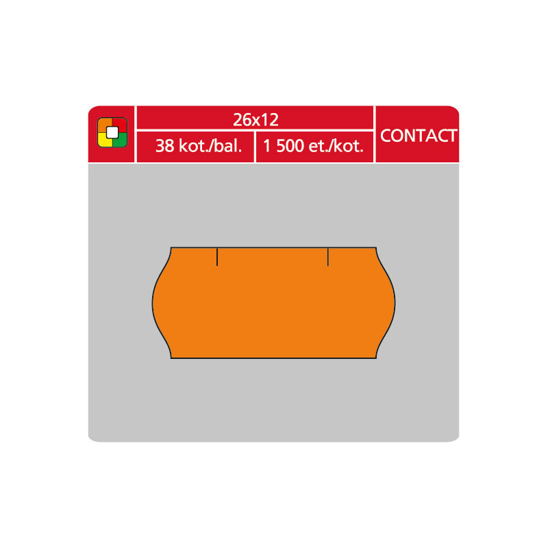Etikety do etiketovacích kleští - 26 x 12 mm Contact / oranžová