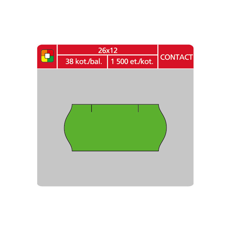 Etikety do etiketovacích kleští - 26 x 12 mm Contact / zelená