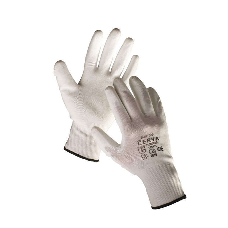 Ochranné rukavice bezešvé - BUNTING / bílé / vel.8