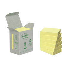 Samolepící bločky Post-it recyklované - 38 x 51 mm / žlutá / 6 x 100 lístků