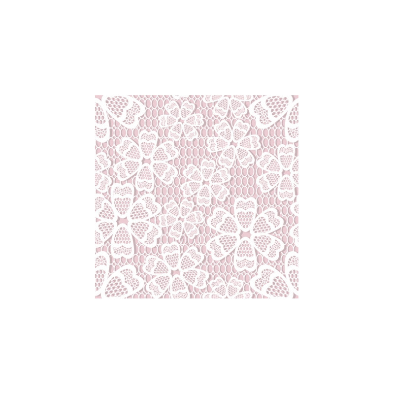 Papírové ubrousky 33x33 / 20ks / 3vr. - krajka růžová