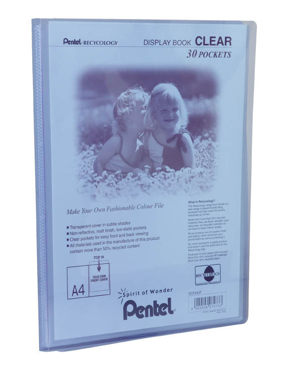 Prezentační desky Pentel recycology - 30 kapes / modrá transparentní