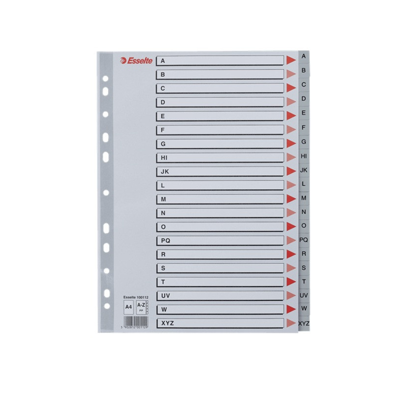 Rozdružovač A4 plastový Esselte - šedý / A - Z