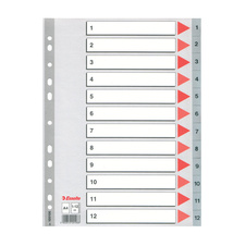 Rozdružovač A4 plastový Esselte - šedý / 1 - 12