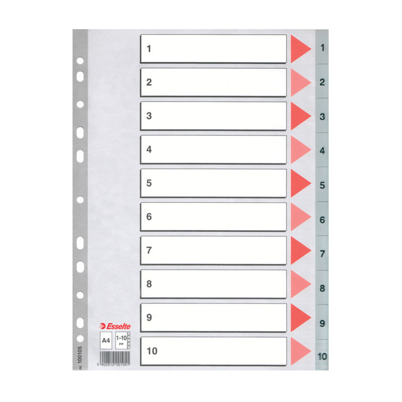 Rozdružovač A4 plastový Esselte - šedý / 1 - 10