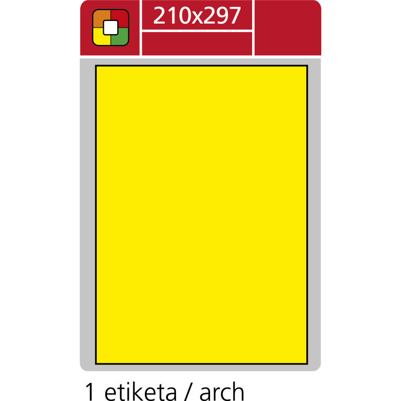 Print etikety A4 pro laserový tisk - fluorescentní - 210 x 297 mm (1 etiketa / arch) fluorescentní žlutá